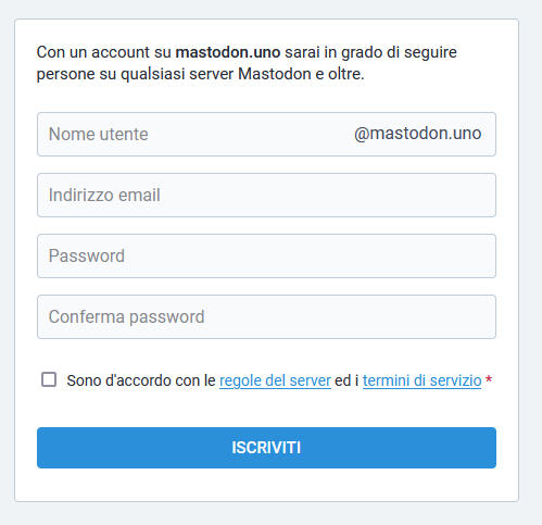 iscrizione a Mastodon