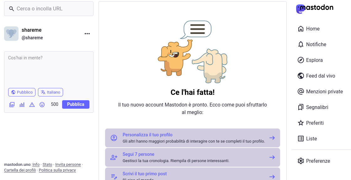 iscrizione a Mastodon